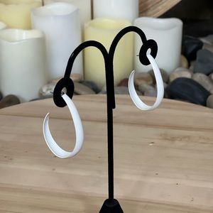 White Fashion Half Hoop Earrings